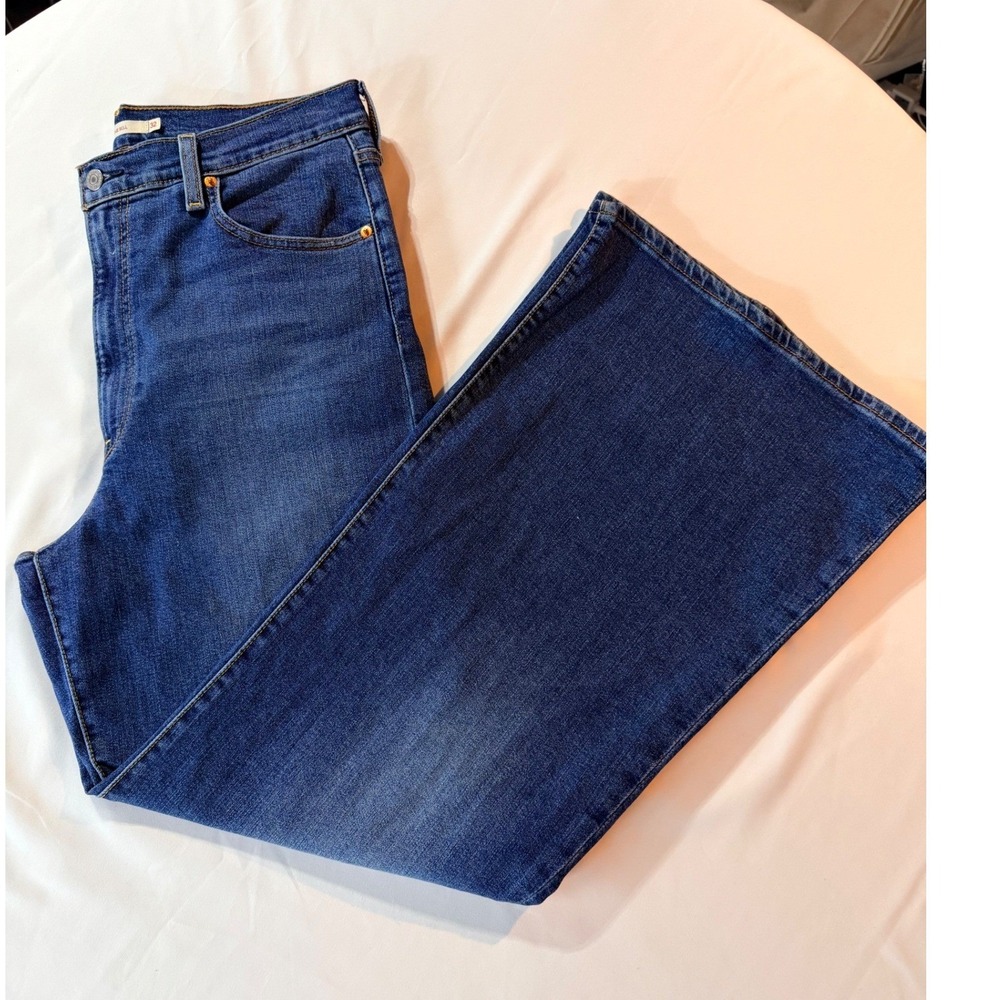 Levis Ribcage Bell High Rise Flare Jeans Womens 32 Medium Wash Tall Girl Basic